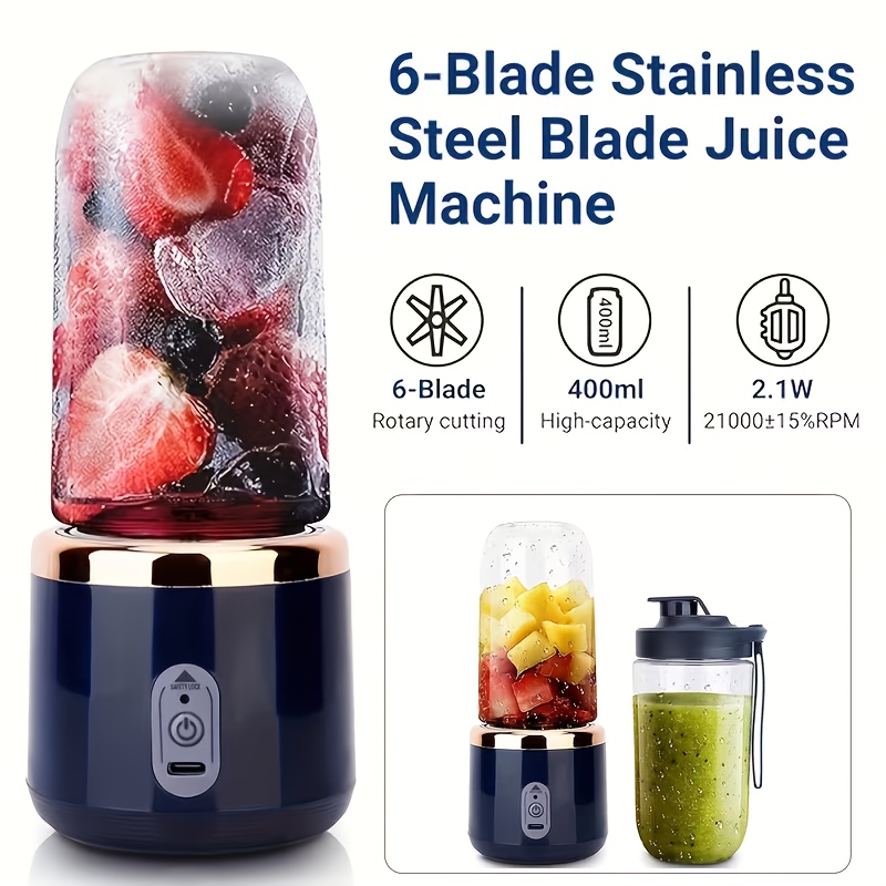 TEMU Multi Functional Portable Juicer, 2-in-1 Fruit Blender And Juicer, With , Usb Rechargeable Juicer Cup, Fresh , Dual Cup Design, Suitable For And Chilled Drinks - For Home, Kitchen, And Travel