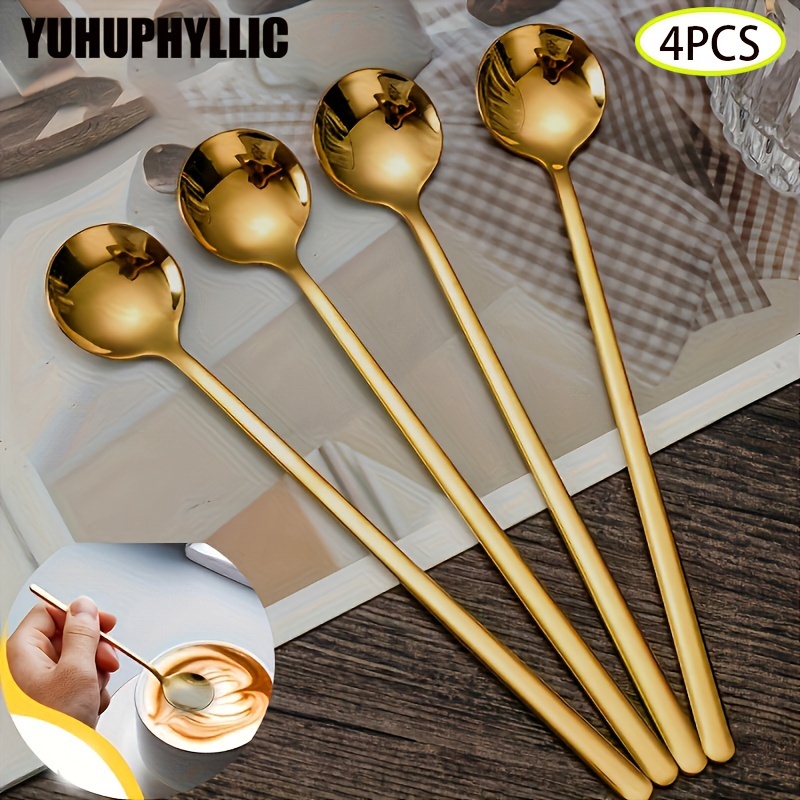 

4 Pcs 6.85'' Coffee Espresso Spoons, Stainless Steel Stirring Spoons, Tea Spoons, Long Handle Iced Tea Spoon, Tableware