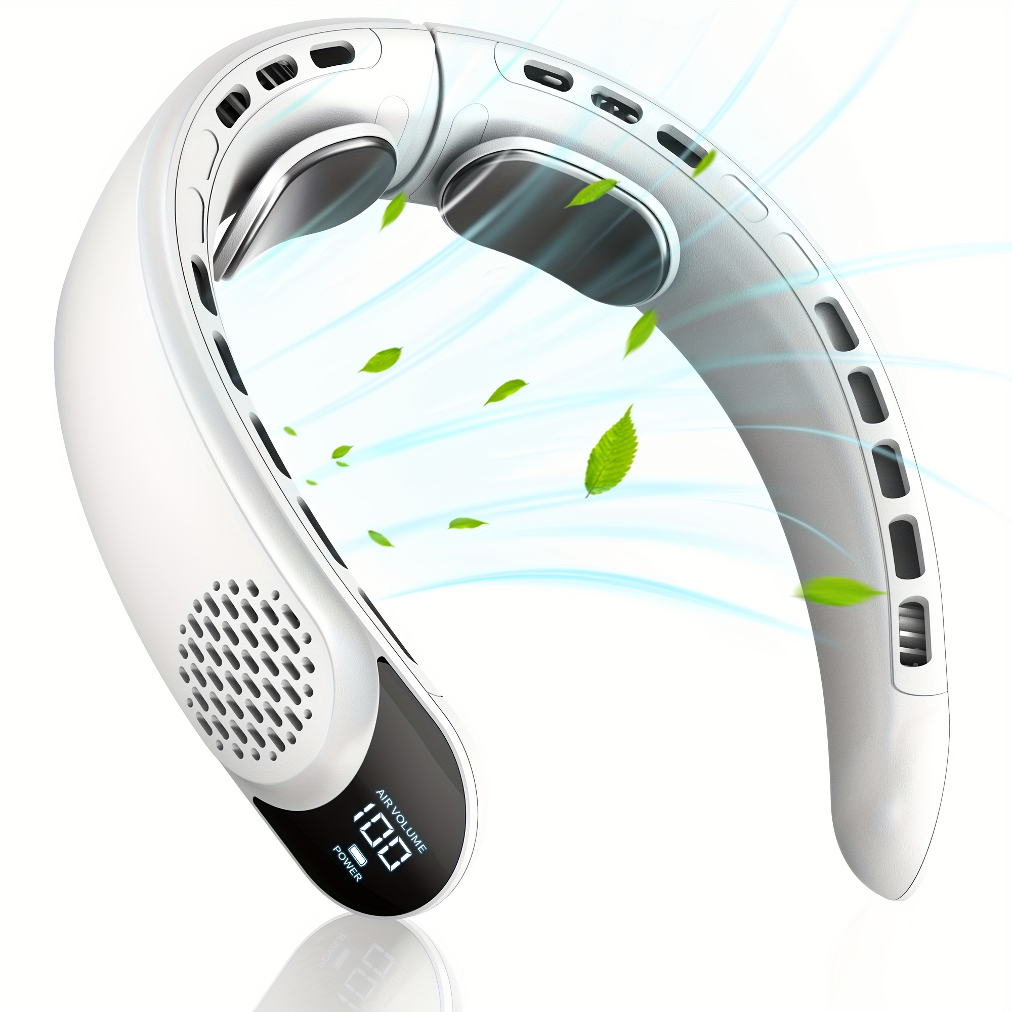 Neck Fan Without Blades, Featuring 4 Turbo Settings, a 4000 Mah Battery, USB Rechargeable, Personal Use, with 3 Speed Options, 360° Airflow, LED Display, Suitable for Home, Office, Travel, And As Gifts
