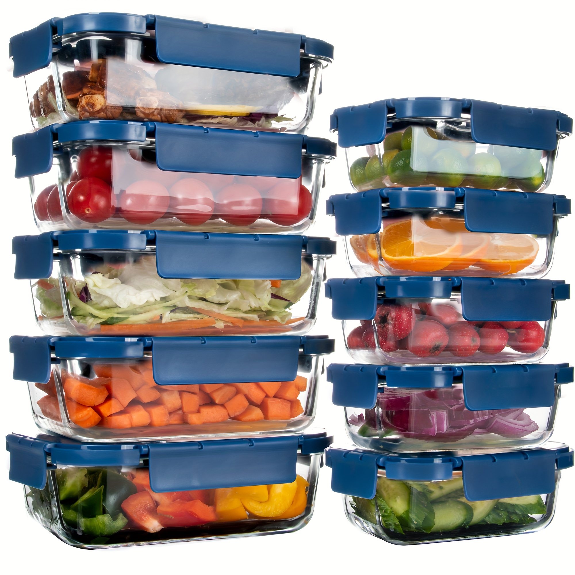 

24pcs (12 Containers+12 ) High Borosilicate Glass Food Storage Container Set, Glass Food Preparation Container With Leak Proof And Sealed Lid, Lunch, , , Kitchen And Pantry Organization And Storage