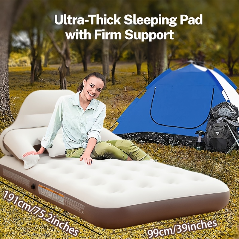 Matelas gonflable pour personnes avec tête de lit Canapé gonflable  gonflable, oreiller et couette en flocage rectangulaire portable pour le 