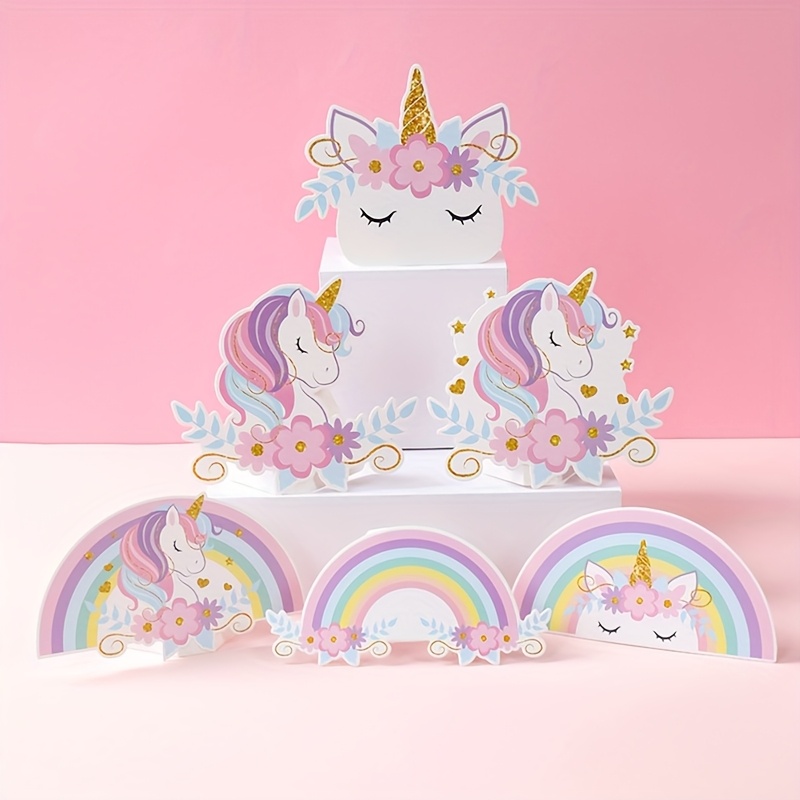 

6pcs,rainbow Unicorn Paper Ornament Set,unicorn Theme Table Centerpieces,unicorn Themed Party Decor,birthday Wedding Party Decoration,baby Shower Party Supplies