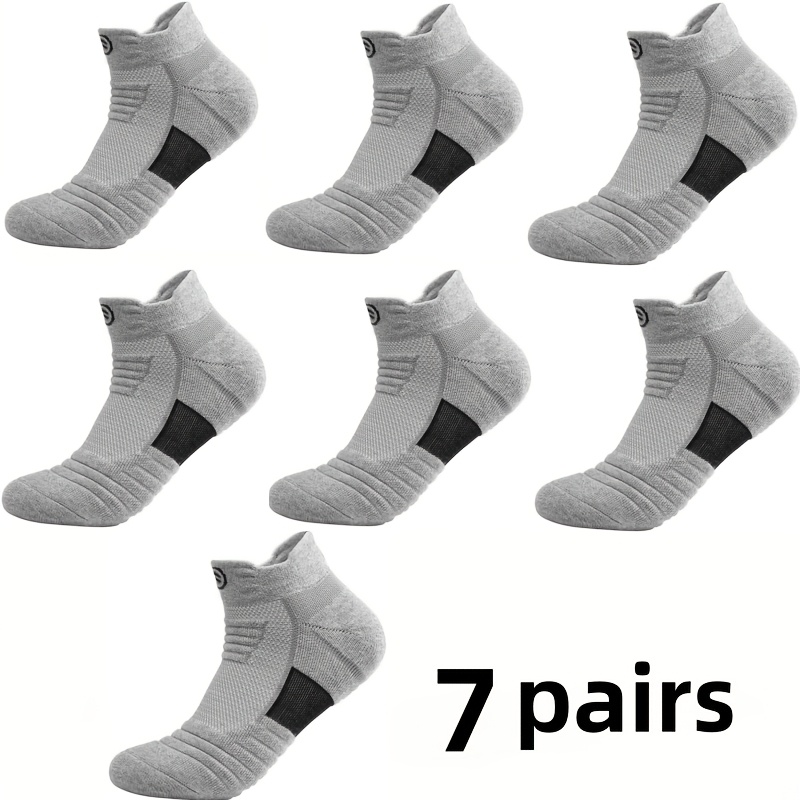 TEMU 7 Pairs Men's Terry Sole Short Sports Socks, Comfortable And Breathable For Spring, Summer, And Autumn. Anti-slip And Sweat-wicking, Ideal For