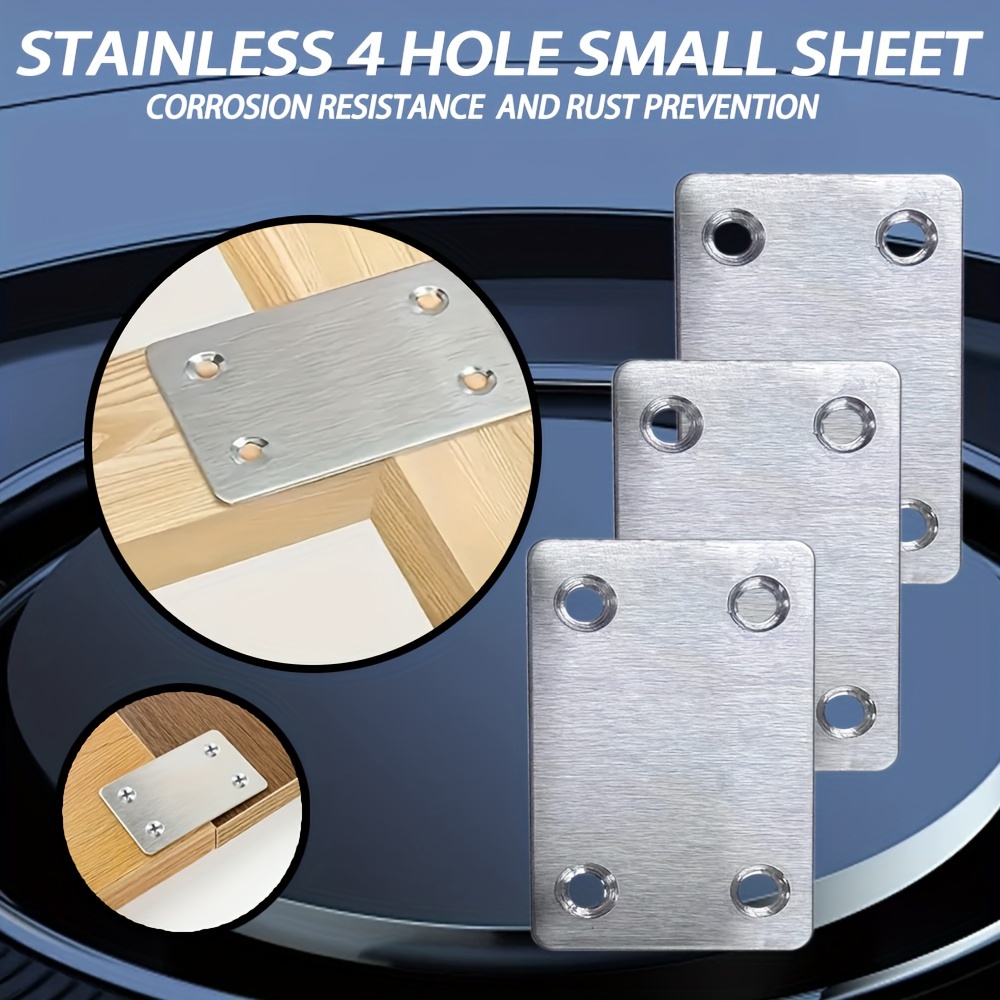 

20pcs 304 Stainless Steel Angle Brackets - Silver Grey, Stain & Sandproof Flat Repair Plates With 4 Holes - Furniture & Shelf Connector Hardware, No Assembly Required, Accurate To 0.1