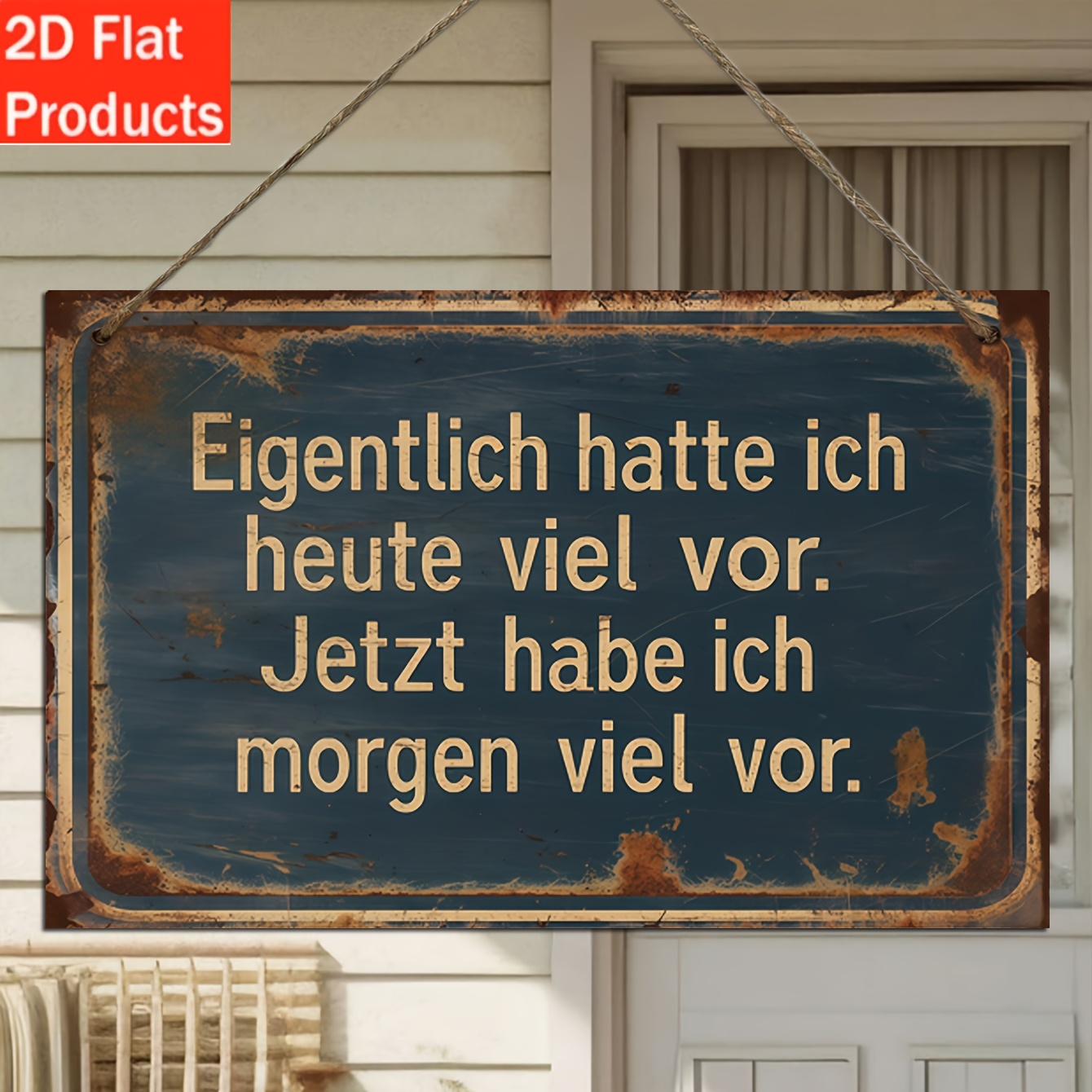 Image of 2d Flat - 2d Flat, 1pc Wooden Decorative Sign & Plaque Decor 1pc German Funny Sarcastic Quotes Vintage, . Now I Have To Do Tomorrow, Wall Art Decor For Home Farmhouse Office Studio Cafe