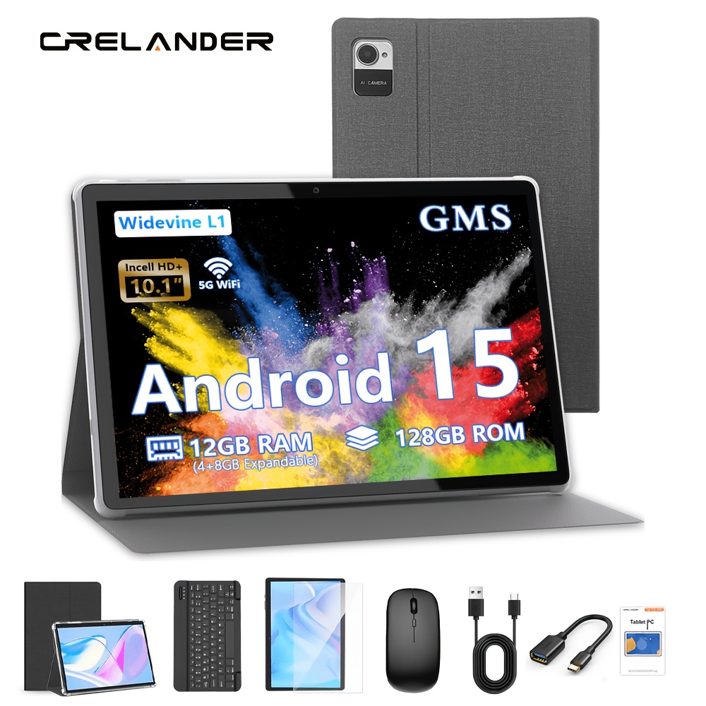 New Tablet 15 2in 1 Tablet 10. 1-inch Ips Display 12gb (4gb+8gb Expand) 128gb Rom, Support 1tb Tf Card Extension, With Keyboard, Mouse, Stylus, Holder Case, 5g Wi-fi & Wireless, Gms, Tablet, Pad