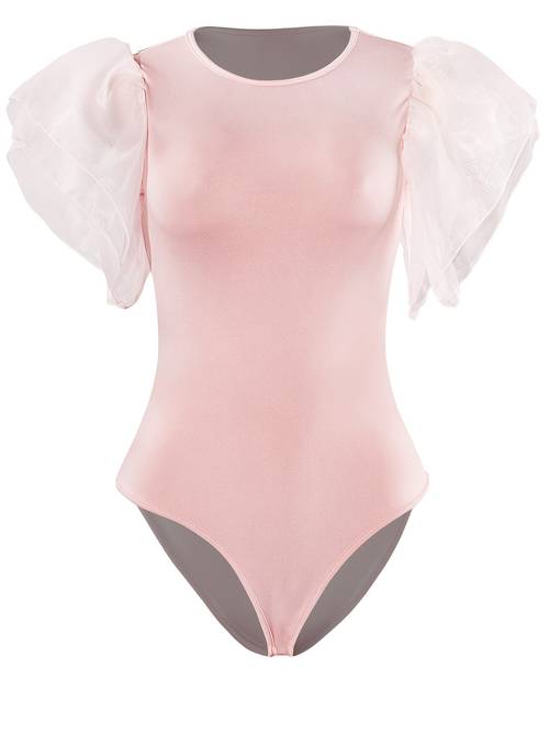 Body Femme Sexy Maille Manches Courtes Col Rond