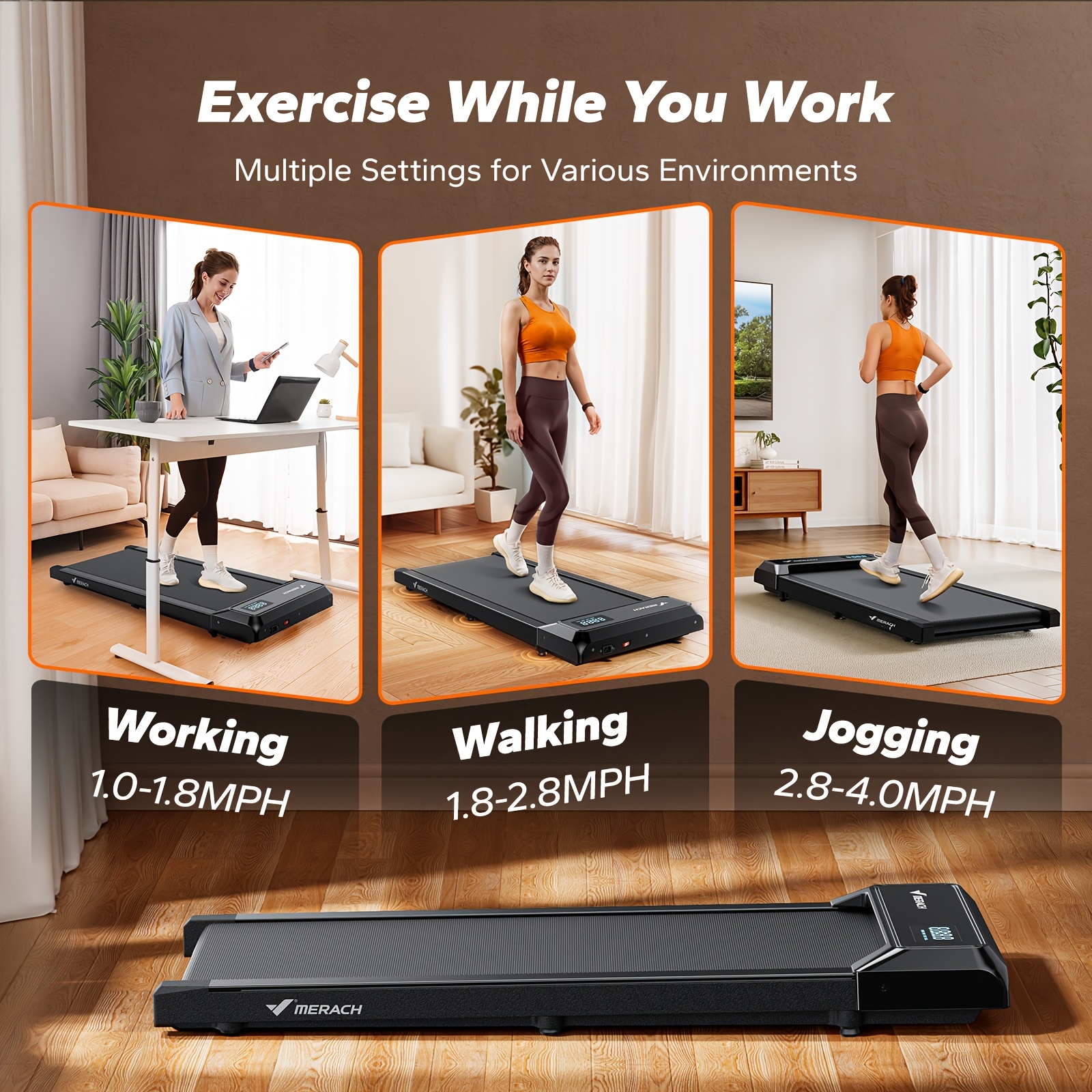 Under Desk Treadmill, 2-in-1 Walking Pad for Walking And Jogging 2.5HP Low-Noise Treadmill with Remote Control Lanyard 265lbs Weight Capacity, Workout Equipment for Home Gym
