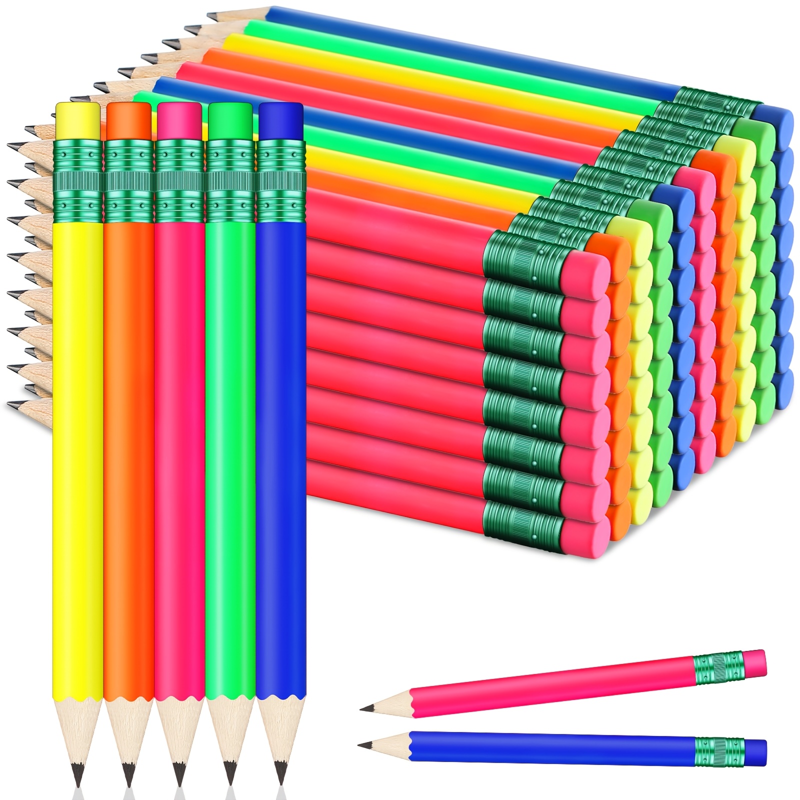 

80pcs Mini Pencils With Eraser Golf Pencils Half Pencils 4 Inch Half Pencils Hexagon Pre- Color Pencils For Bridal Wedding Classroom School Office