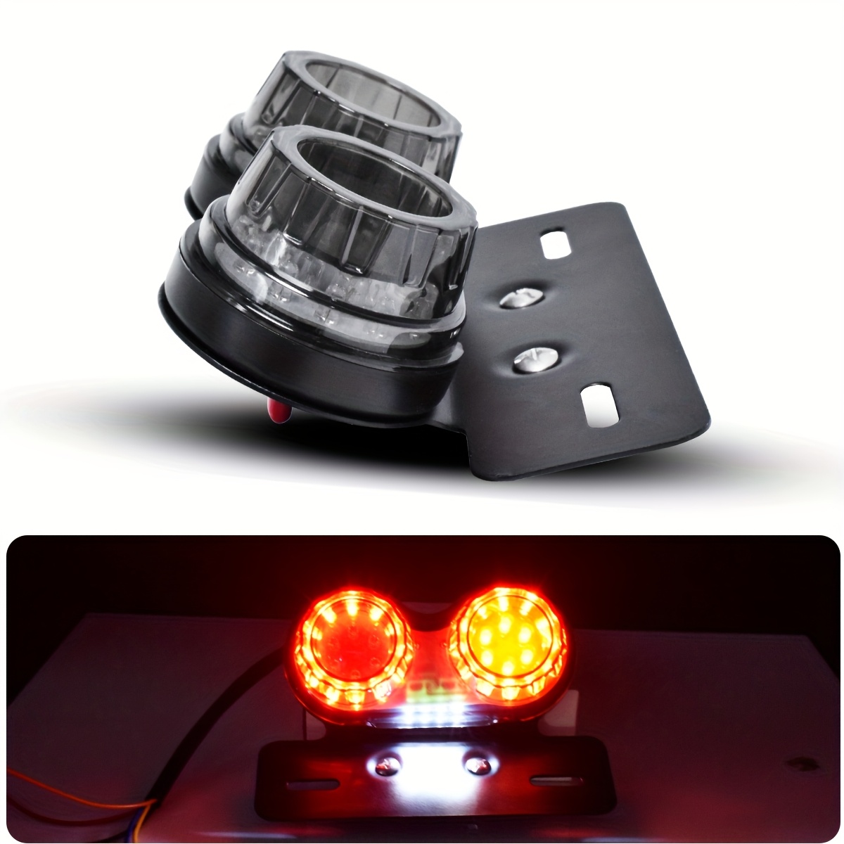 TEMU 1pc Led Motorcycle Tail Light Assembly With Brake Light, Turn Signal, Running Light, License Plate Light Function Suitable For Motorcycle Tail