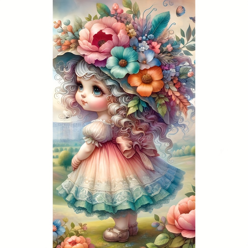 

Flower Hat Diamond Art Painting, Full Round Diamond Art, Decorative Wall Art Hanging Painting Home Decoration Valentine's Day Gifts, Decorative Craft Wall Art For Home Wall Decor Gifts
