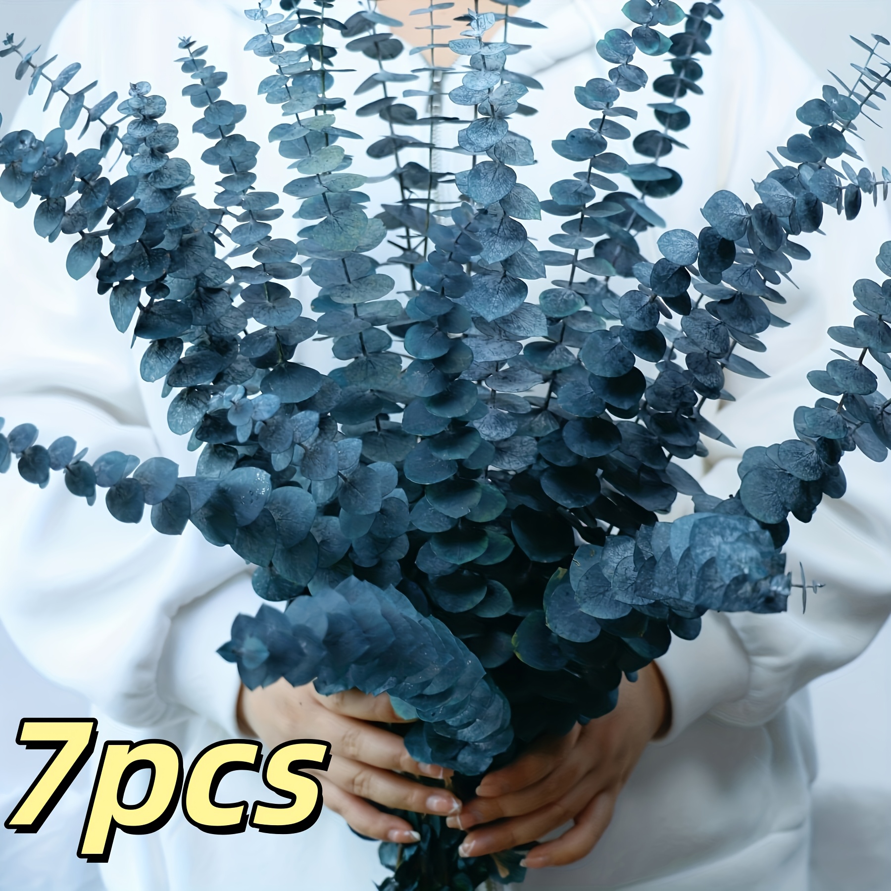 TEMU Blue Dried Eucalyptus Stems Set, 17 Inches Long Each, Perfect For A Touch Of Living Eucalyptus Greenery To Vases, Ideal For Home Spa Setting&