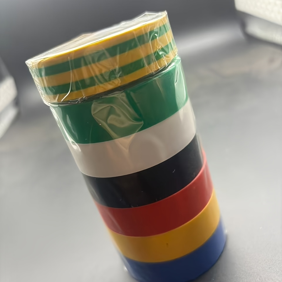 TEMU 7-roll Set Of Colored Electrical Tape, Color Random, Suitable For Pvc Insulation, Rated 600v, Dustproof, Strong , Suitable For Various Household