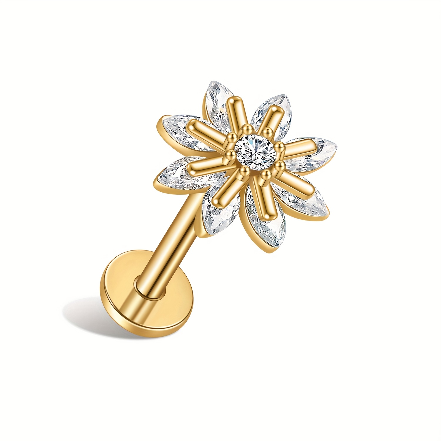 E-shop kleiner, exquisiter luxuriöser schneeflockenförmiger Piercing-Stecker für Ohrknochen, Helix-Stecker, Ohrstecker, Lippenstecker mit