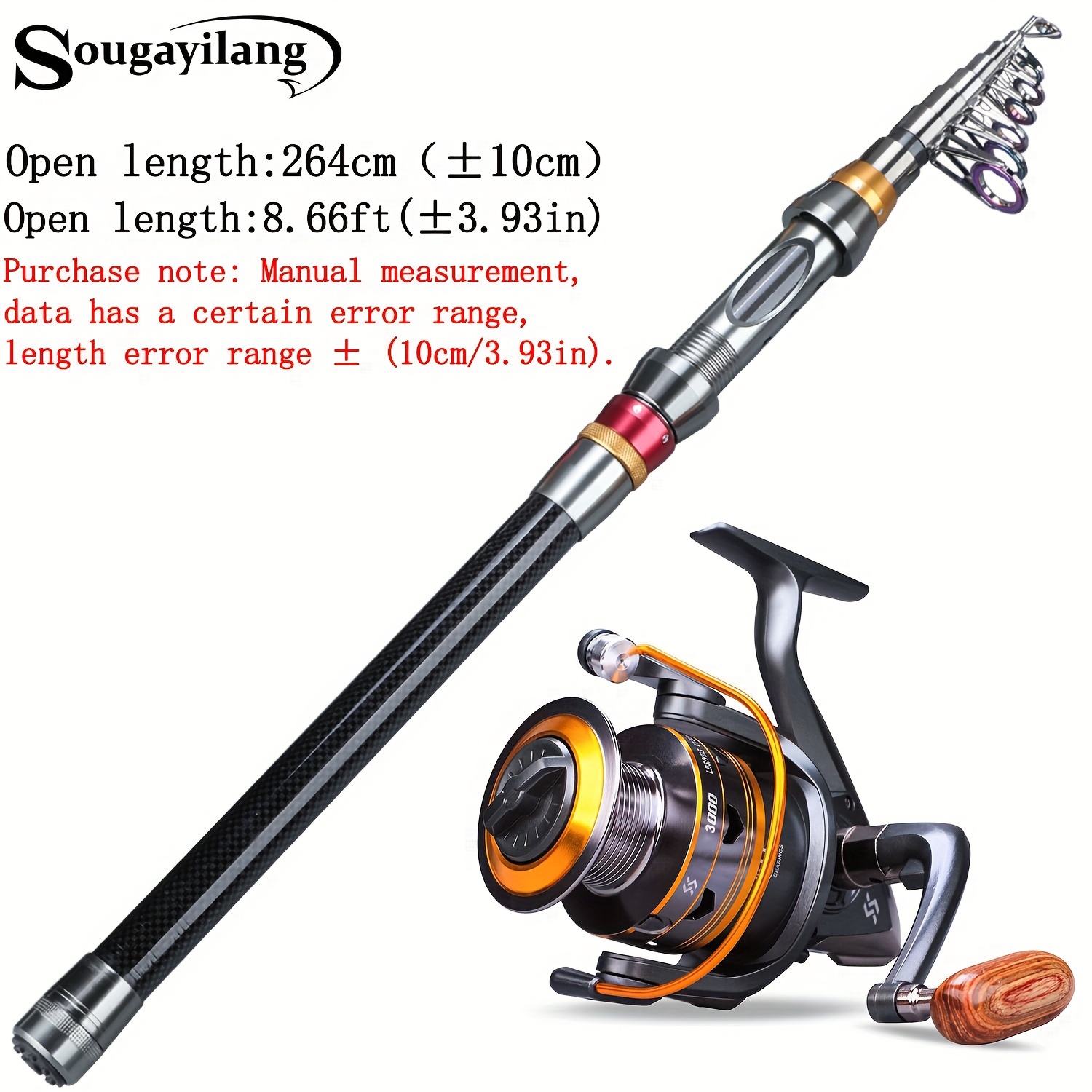Image of Sougayilang 1.8-3.6m Telescopic Fishing Rod And 11bb Fishing Reel Portable Travel Fishing Rod Spinning Fishing Rod Combo