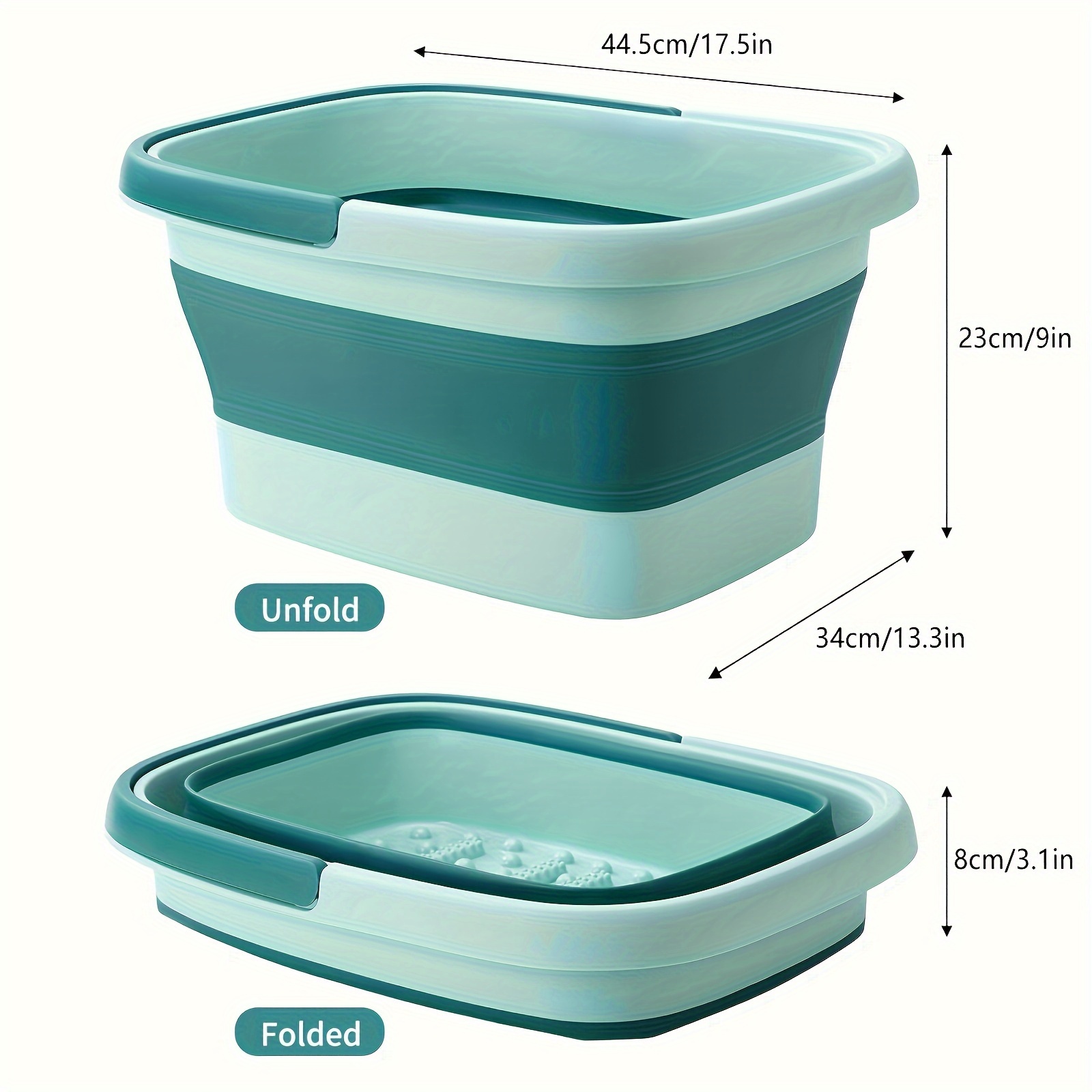 15l 4 gallons collapsible   bath basin   soak tub large   soaking tub with massage   for soaking feet pedicure bowl   spa multifunction plastic bucket with handle foldable laundry basket details 3