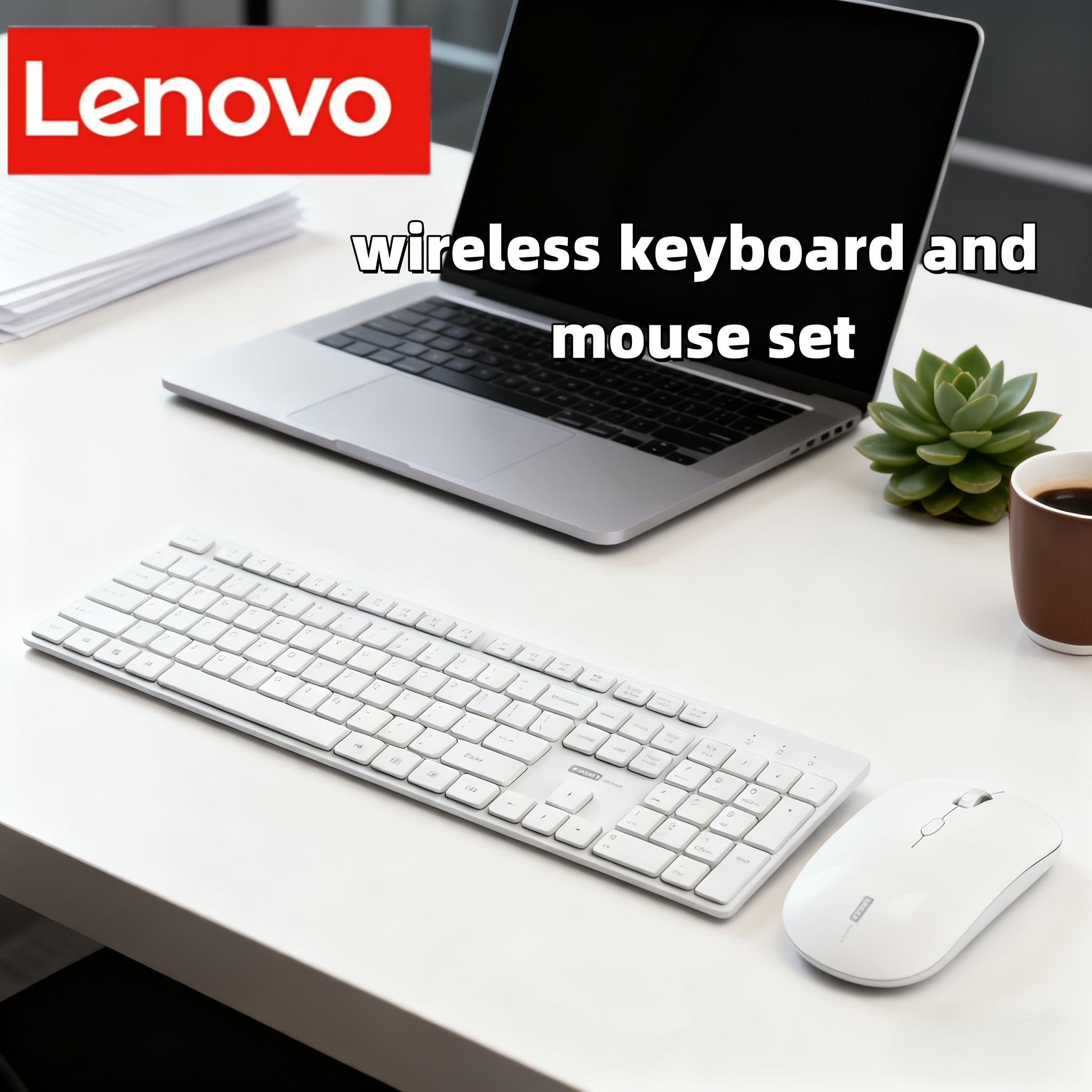 for Lenovo Wireless Keyboard and Mouse Set - Ultra-Thin Lightweight Portable 2.4G Wireless (Compatible with 3G/4G/5G) Plug & Play USB Receiver, Optical Tracking, Keyboards & Mice for PC, Laptop, Mac, iPad - Ideal for Home, Office