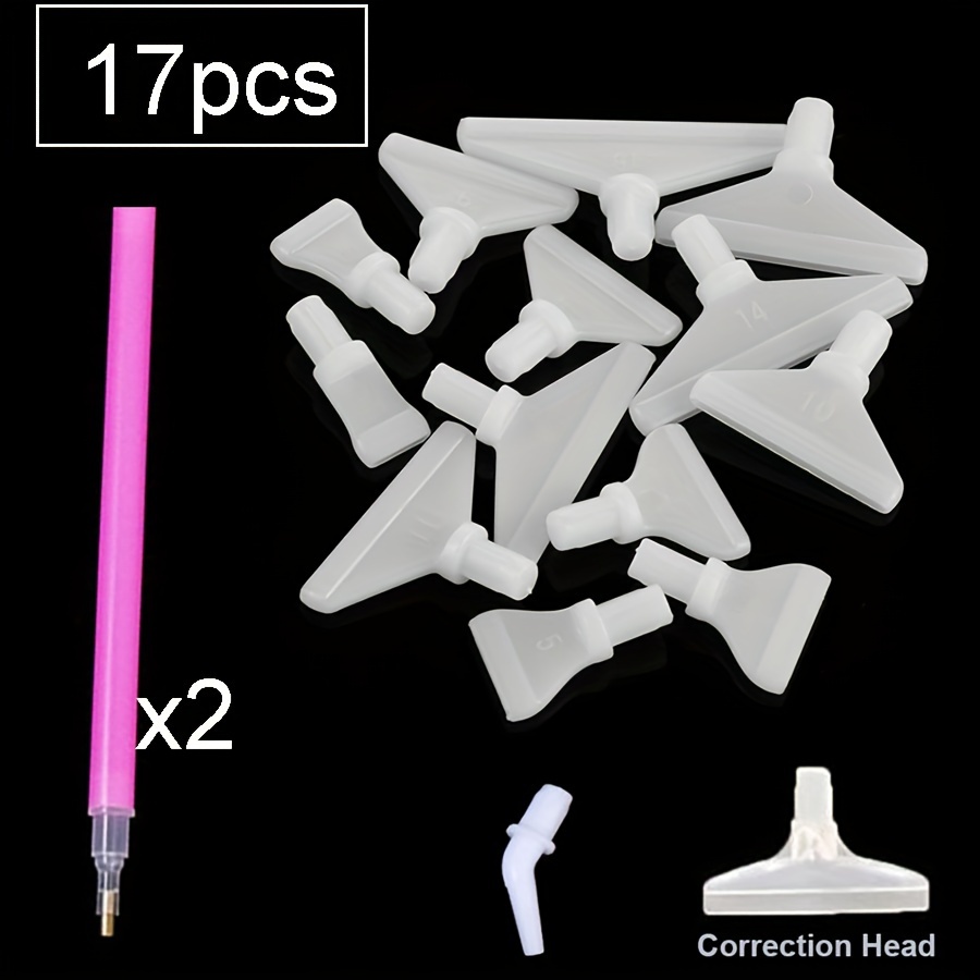 Image of 17pcs/6pcs Diamond Painting Pen Replacement Heads Set, Diy 5d Diamond Embroidery Point Drill Pens For Art Craft, Plastic Applicator Tools, Manual Crafting Supplies Without Power Needed