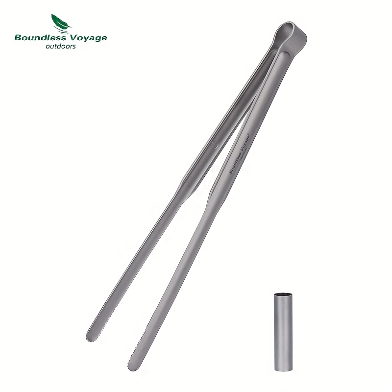 Image of 1pc Voyage Pure Titanium Outdoor Barbecue Tongs Camping Tea Leaf Clip Portable High-temperature Vegetable Tongs Non-slip