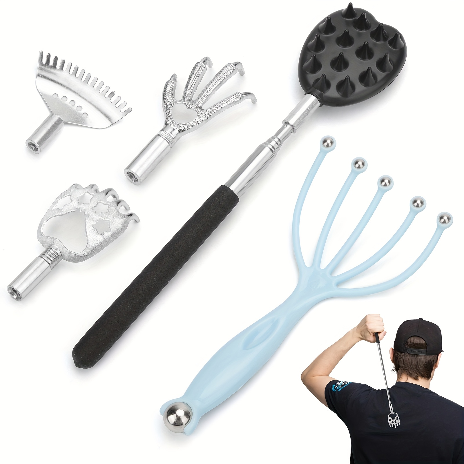 back scratcher extendable set handheld head massage adjustable retractable design novelty idea gifts for men women Product details 0