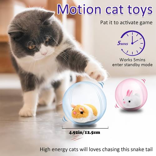 interactive cat toy ball automatic interactive toy for indoor cats and dogs moving cat ball auto toy for bored adult indoor cats motion activated pet toy suitable for small medium large cats and dogs rechargeable cat toy