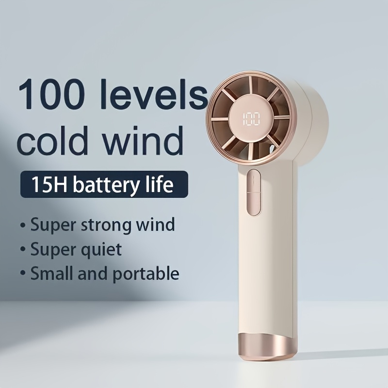 portable handheld fan with 3000mah rechargeable battery 9000 rpm adjustable     usb c lcd display     lanyard ideal for outdoor home use gifts details 2