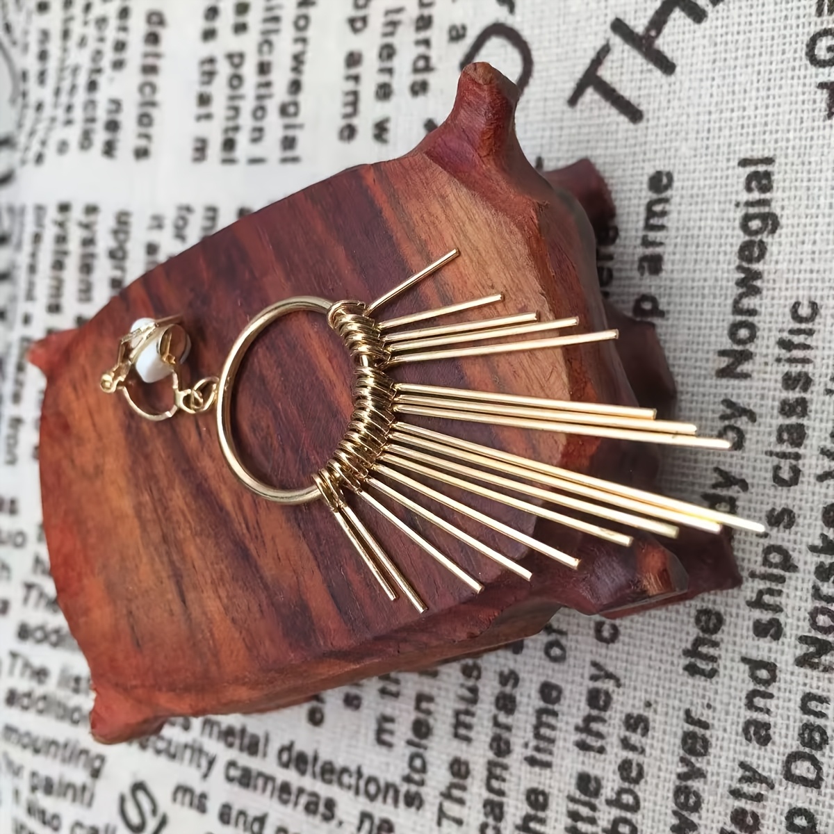 Geometric Exaggerated Patchwork Tassel Ear Clip, No Piercing