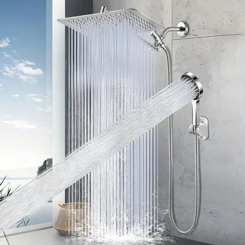 shower head combo set 8 pressure rain shower head handheld shower head combo with stand hose height angle adjustable shower head combo with 11 adjustable extension arm and 5 handheld settings powerful shower spray