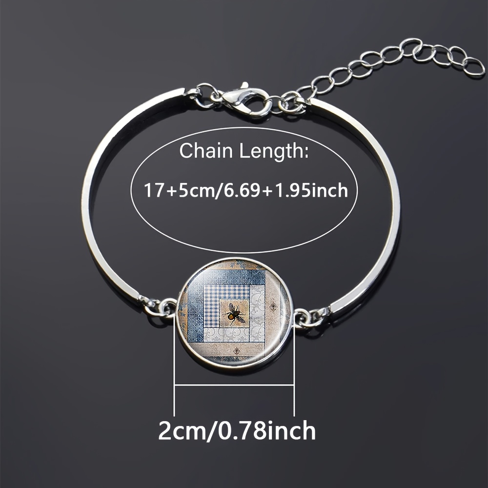 Vintage Patchwork Bee Design Expandable Bracelet, Unique Gift