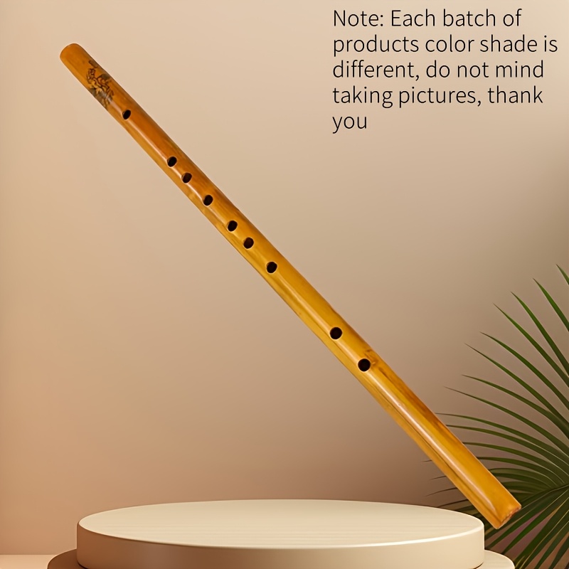 

17-inch Bamboo Recorder, 6-hole Vertical Flute, Classic Ginger Yellow - Ideal For Beginners, Traditional Chinese Design, High-quality Musical Instrument