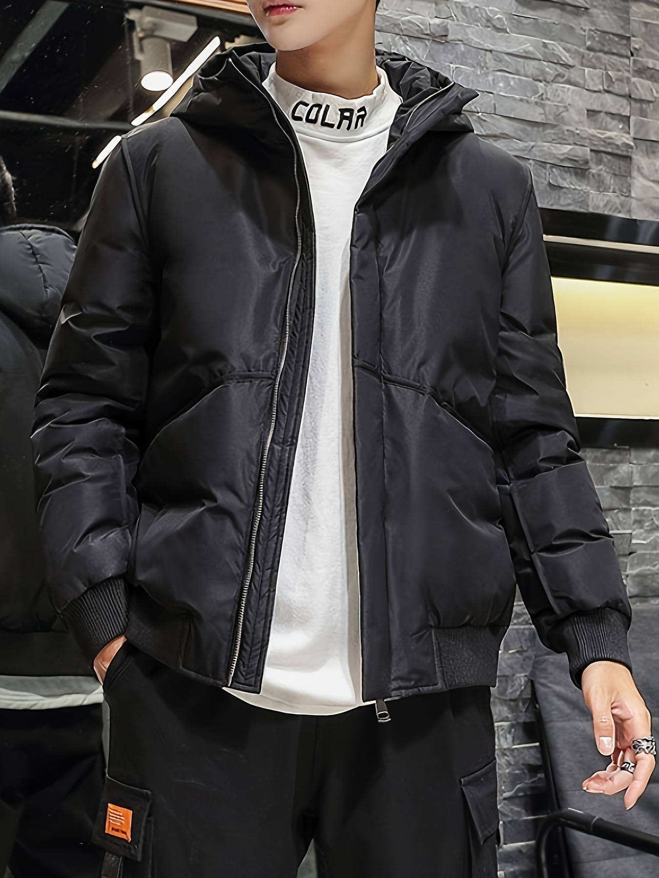 Men's Stylish Casual Winter Hooded Down Jacket with Pockets