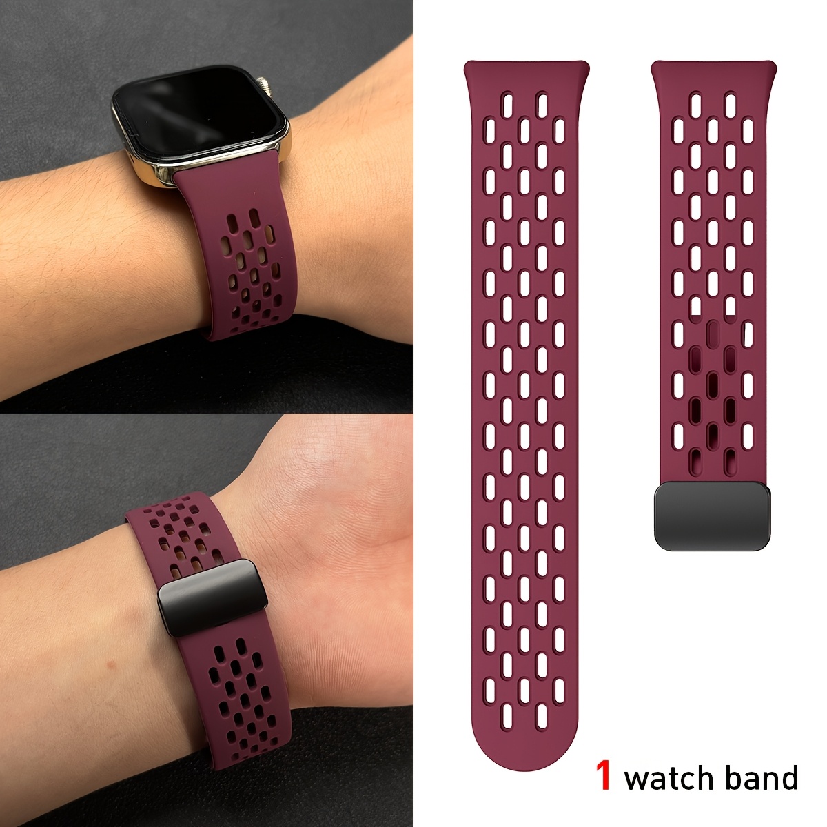 TEMU per Huawei /4/4 /5 Pro, Cinturino per Orologio Pieghevole Magnetico Traspirante Multiforo, Design a Sgancio con Un , Rete di Ventilazione,