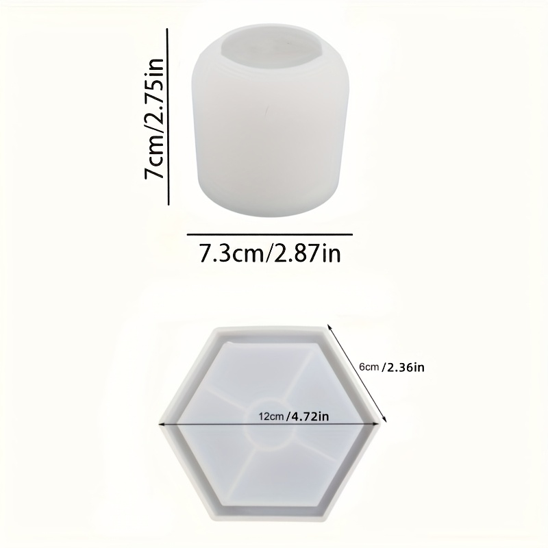 Image of 2pcs Cylindrical Flowerpot And Hexagonal Coaster Silicone Molds, Used For Diy Candle Holder, Plaster, Concrete, Resin Basin Mold, Home Decoration Crafts Silicone Mold