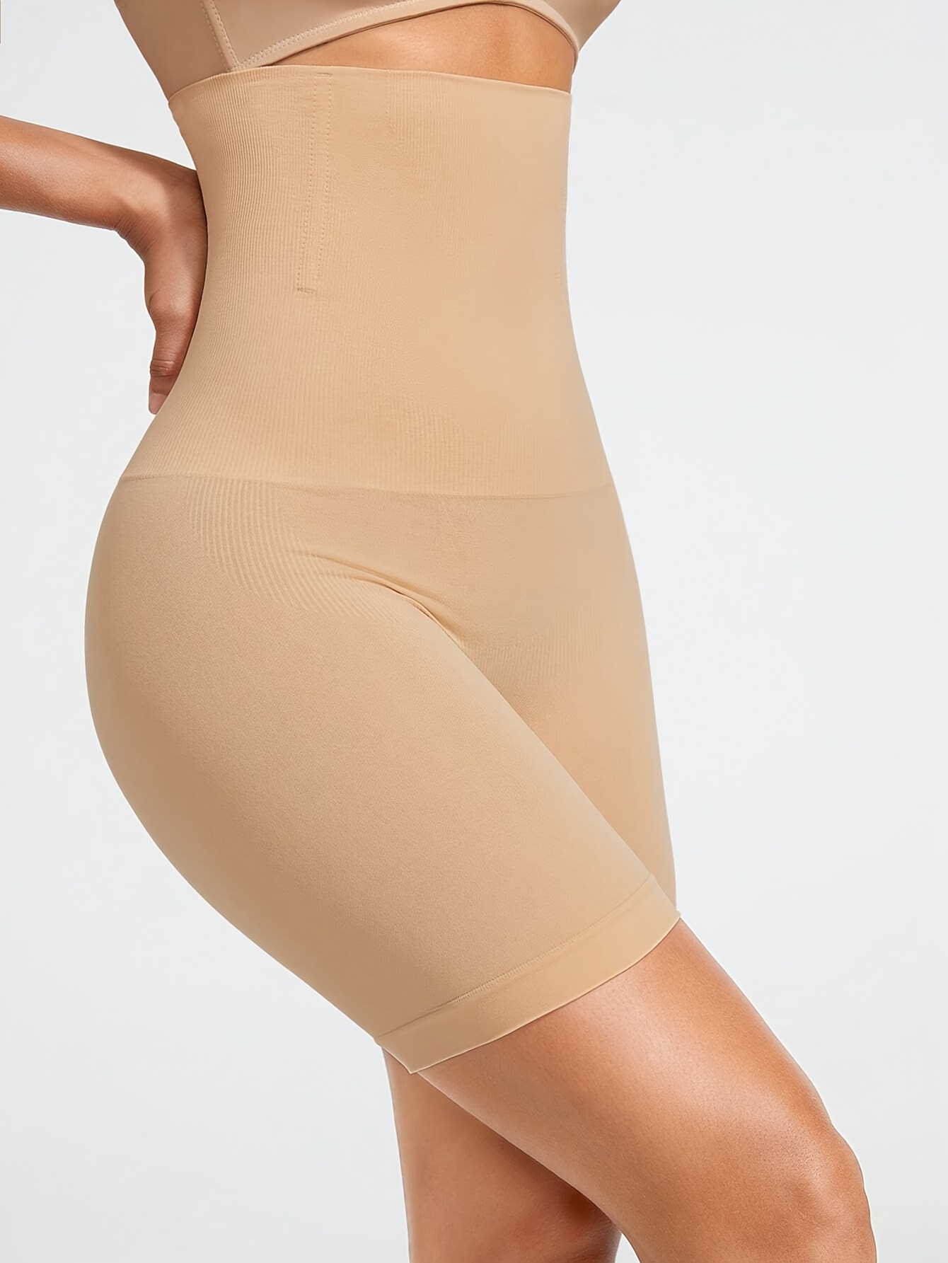 Solid Color High-Waisted Shaping Shorts, Women'S Postpartum Waist Control And Abdominal Slimming Pants.