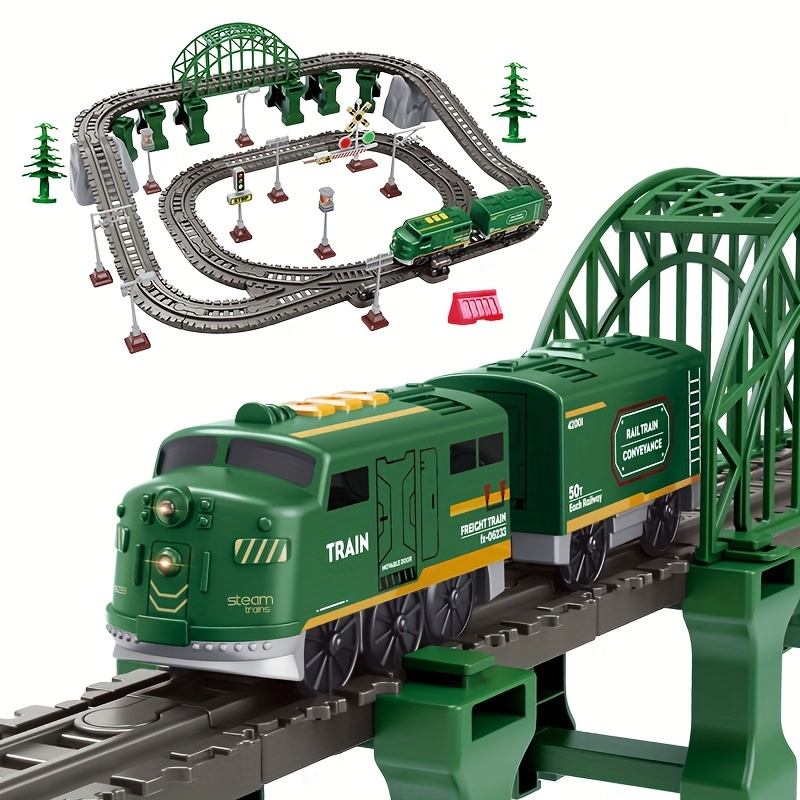 Tren Eléctrico De Vapor Clásico Con Luz Y Sonido, Vías Circulares De 101 Cm, A Pilas, Para Niños Desde 3 Años