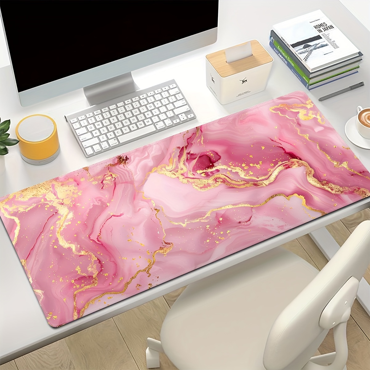 

Extra-large Gaming Mouse Pad - Extended, , Non-slip Rubber Desk Mat With Precision - Washable, Pink Quicksand Design - Ideal For Use & Mouse Pads For Desk