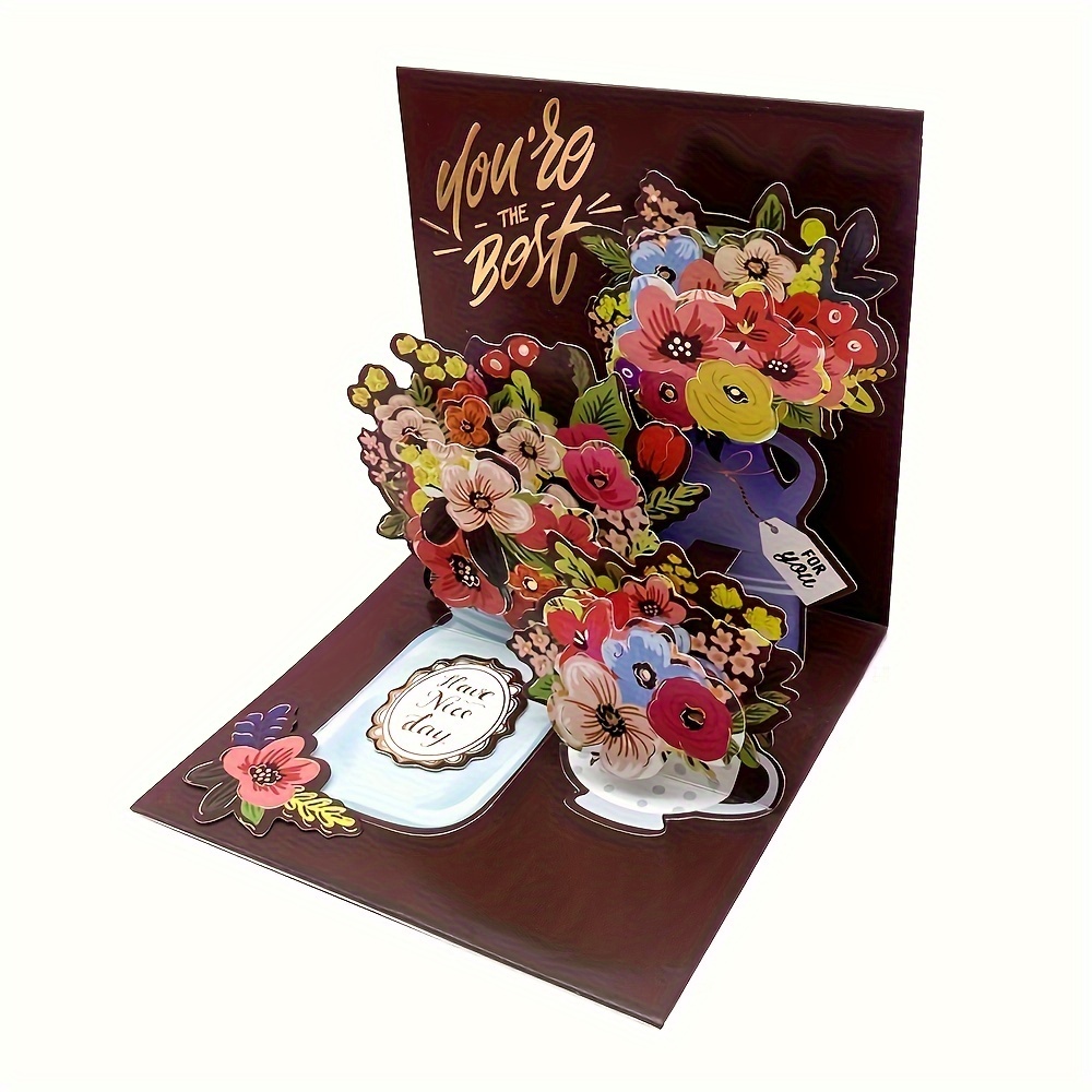 TEMU 1pc Holiday Greeting Card Flower Greeting Card, Vintage Style Greeting Card, Mother's Day, Valentine's Day, Thanksgiving, Christmas, Wedding,