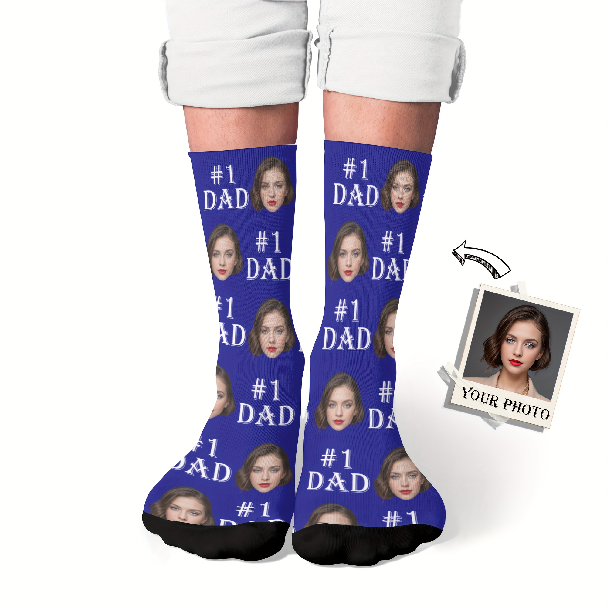 

Custom Photo Men's Crew Socks - Personalized , Breathable Polyester, Hand Wash Only