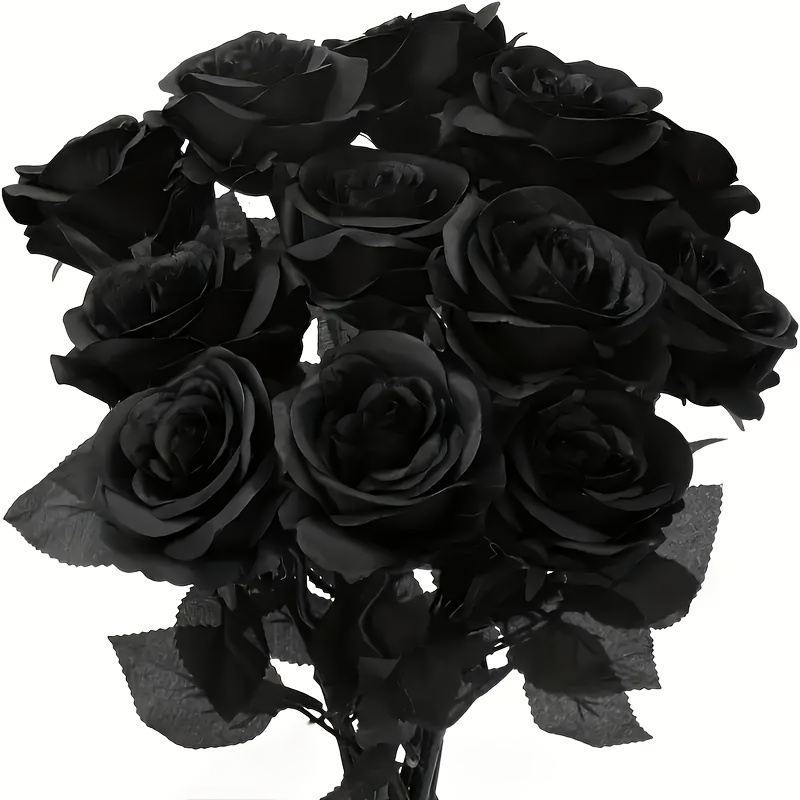 E-shop 12 Stk. Elegante Schwarze Rosen Künstliche Blumen - für DIY Tafelaufsätze, Hochzeiten & Heimdekoration | Langlebige, Vielseitige Bouquets
