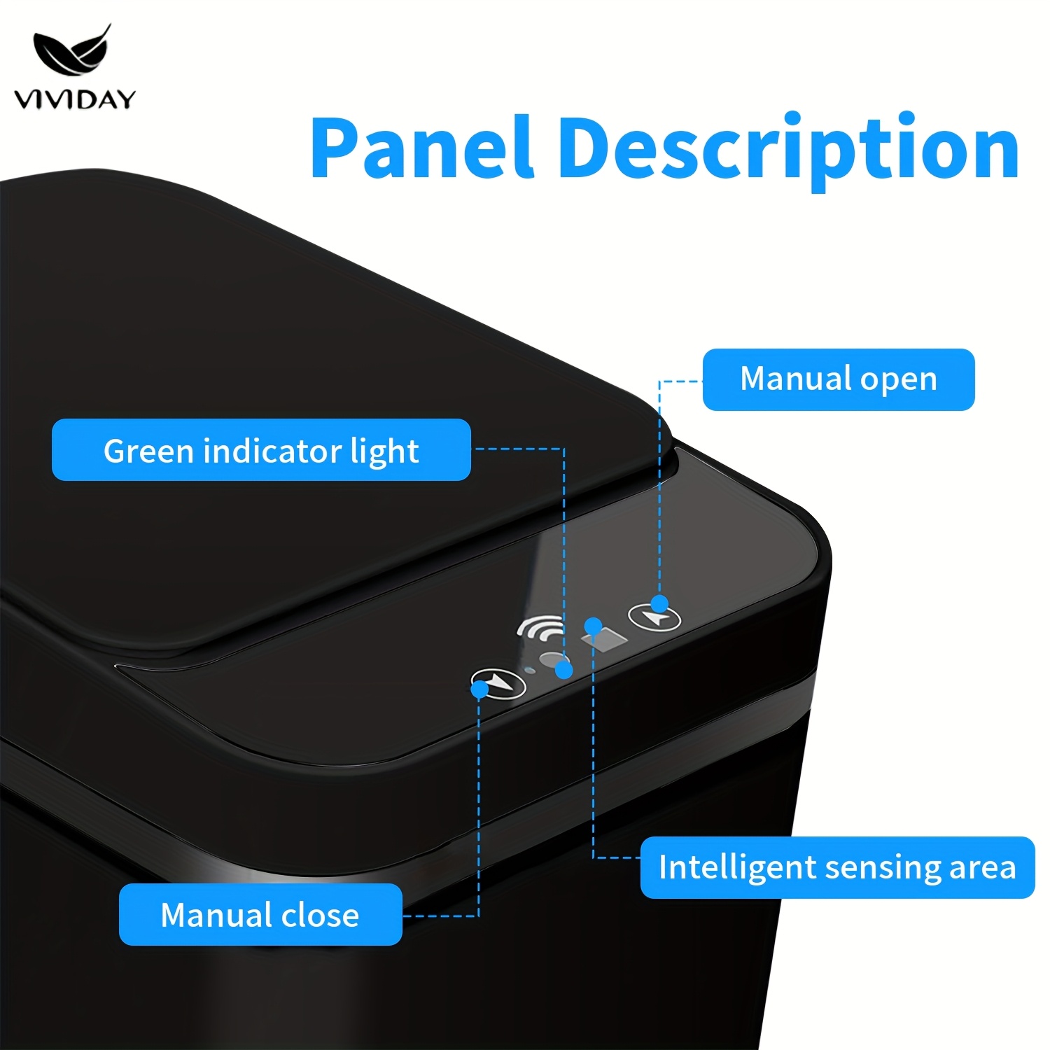 VIVIDAY Intelligenter Sensor Mülleimer, 10L Haushaltsmülleimer mit Deckel, Elektrischer Sensor Typ für Hotels, Zuhause, Wohnzimmer, Schlafzimmer, Badezimmer, Toilette, Mülleimer für schmale Räume, Die beste praktische Wahl für Familien, Perfektes Weihnachtsgeschenk