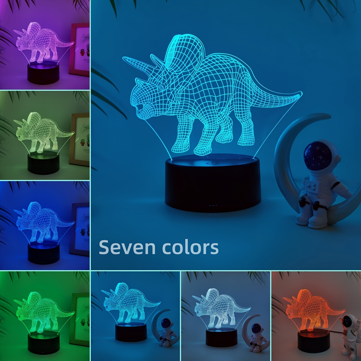 3d Dinosaur Led Night Light Changing Touch Switch - Temu