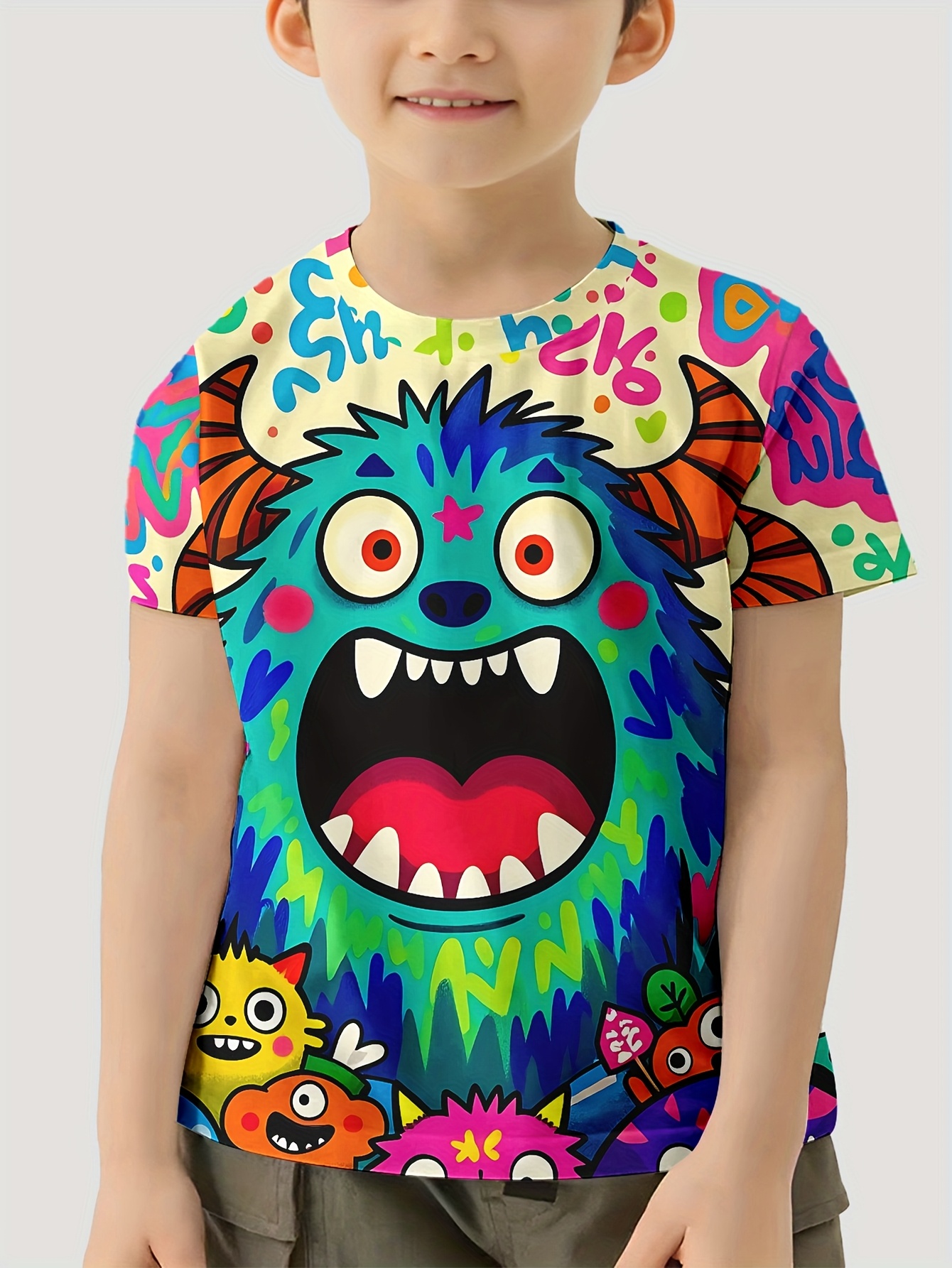 T-shirt ragazza LEVI'S con maniche corte a righe e stampa 3D