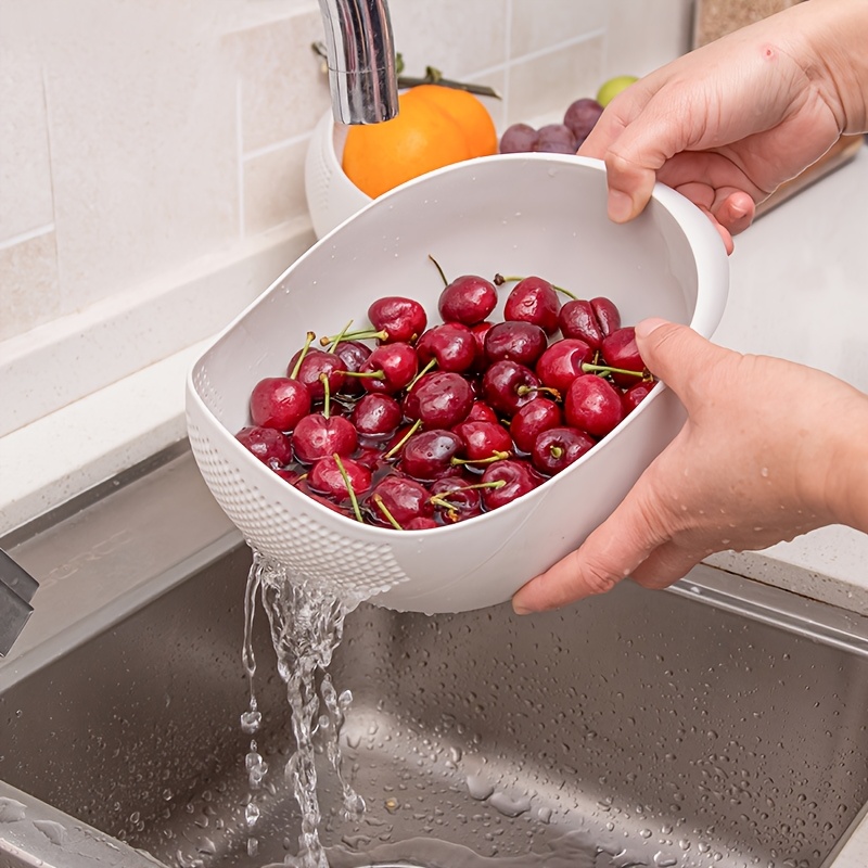 multi functional vegetable washing basin kitchen rice washing bowl plastic rice rinsing and washing sieve rice washing basin fine holed non leak rice colander kitchen vegetable washing basin draining basket suitable for   5