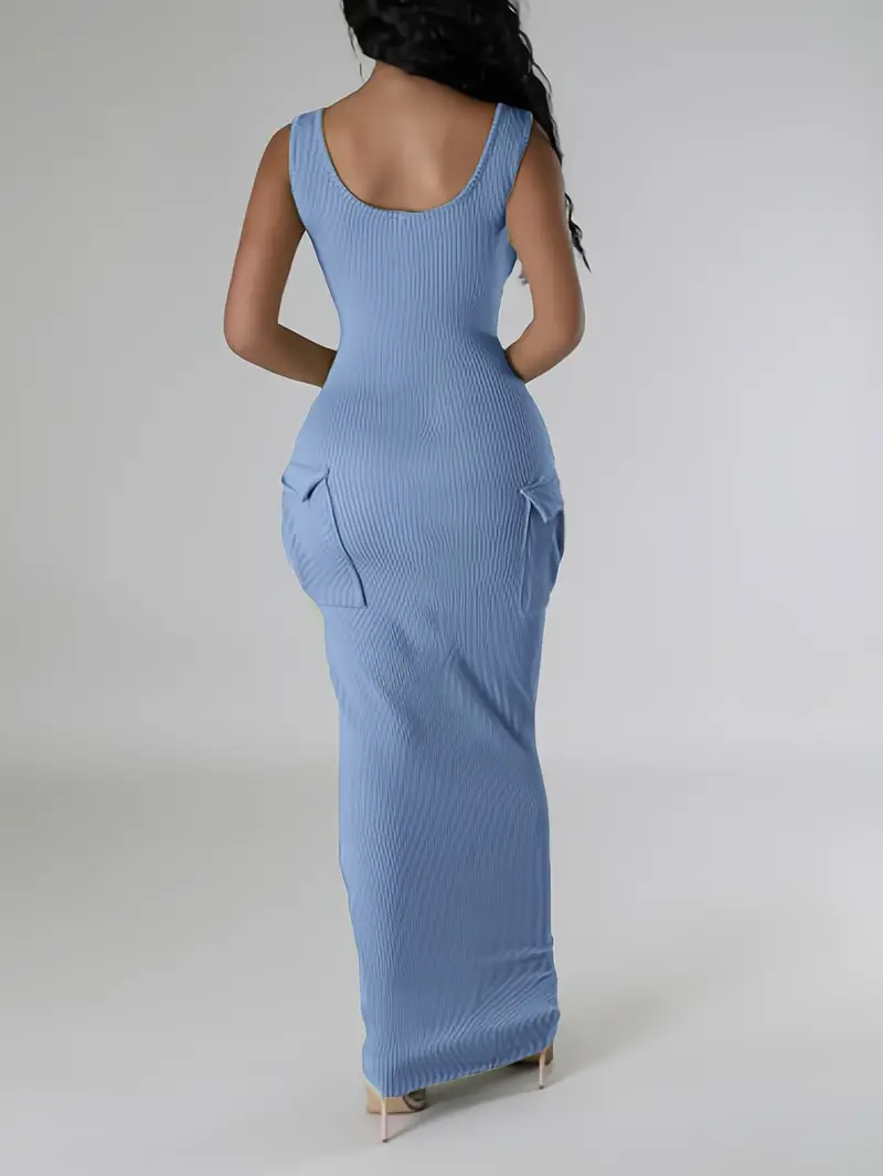 womens sleeveless fitted maxi dress double pockets vibrant - Temu Mauritius womens sleeveless fitted maxi dress double pockets vibrant - Temu Mauritius