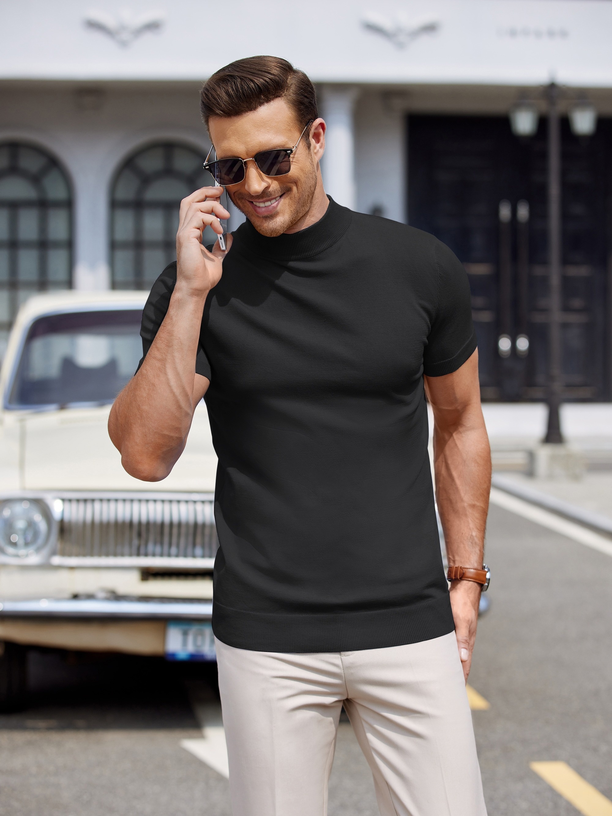 Mens short sleeve turtleneck best sale