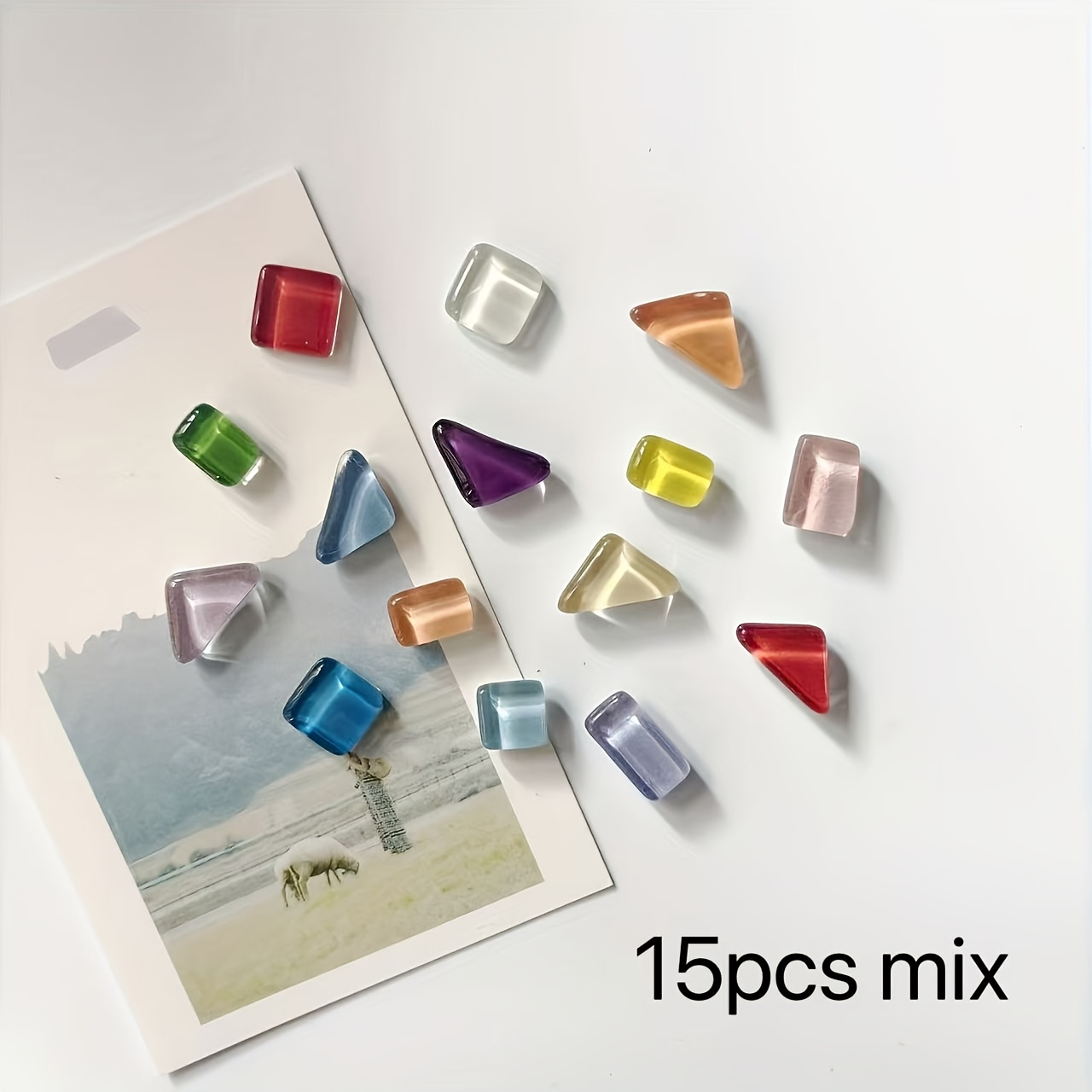 15pcs A Set Of Cute Glass Irregular Graphic Magnetic Refrigerator Magnets Office Whiteboard Message Magnets