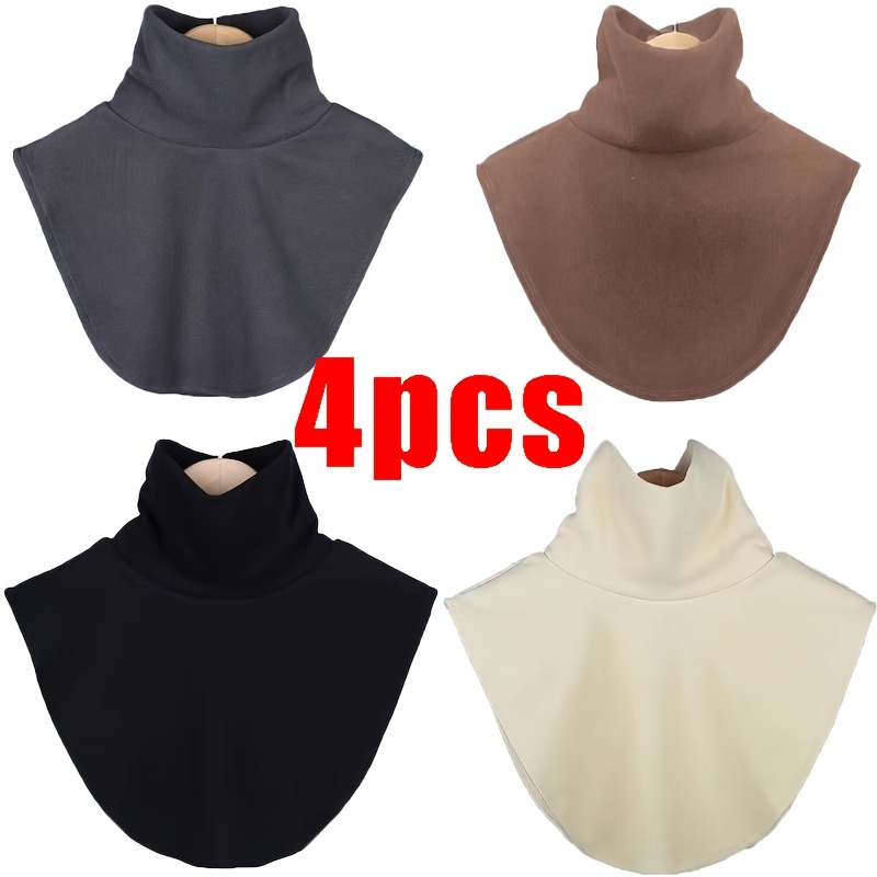TEMU 4pcs High Collar Fake Collar Thickened/solid Color High Decorative Collar/brushed Warm And Neck Protection Autumn