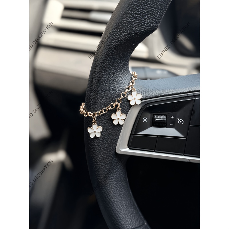 TEMU 1pc Chaîne de suspension pour volant de voiture de fleur de prunier, Ornement d'intérieur de voiture