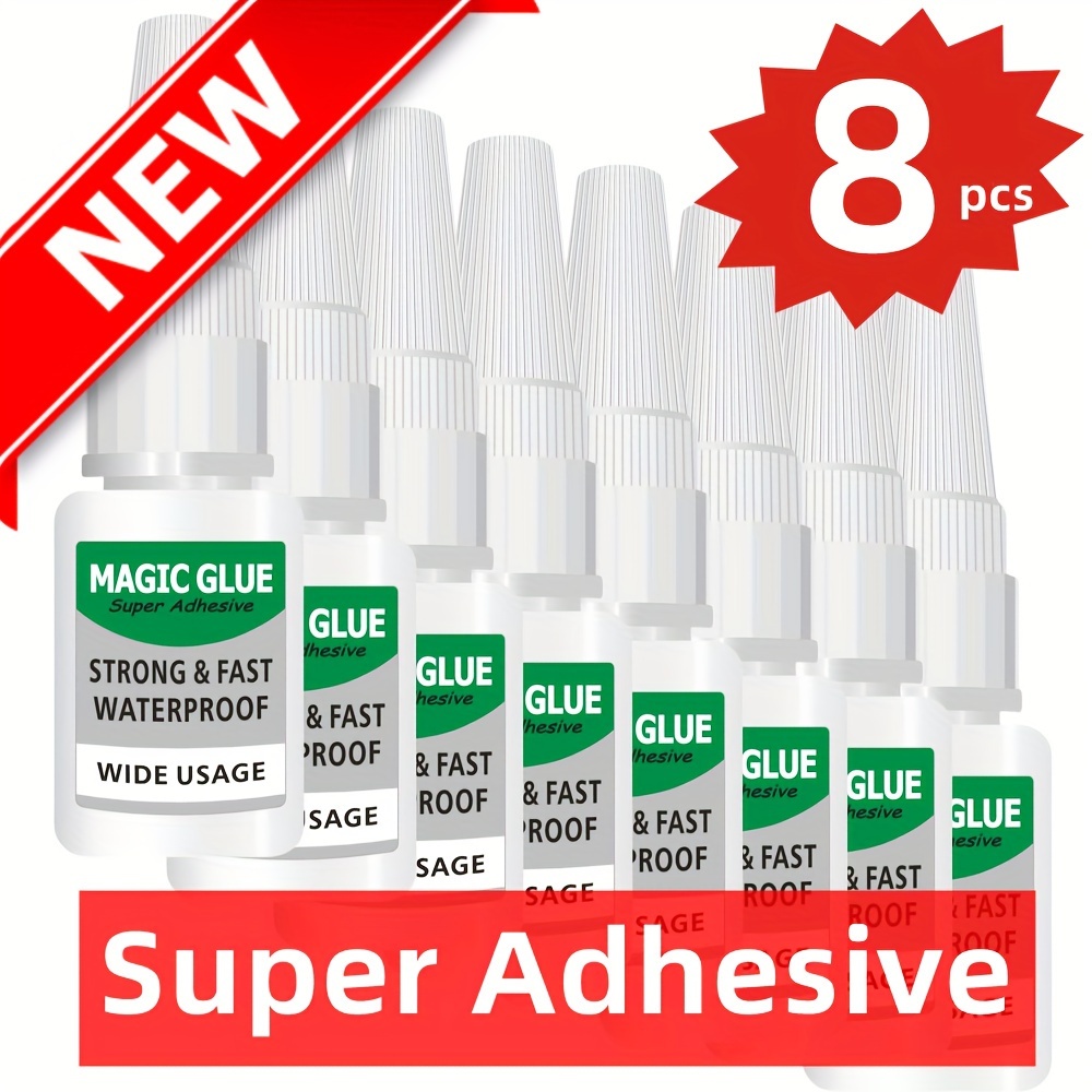 

The Multipurpose 8 Bottles Super Adhesive Non-toxic, Super Adhesive, Waterpoof, Dry Quickly, Wideuse Can Plastic, Wood, Metal, Ceramic, Rubber, Leather, Paper, And More