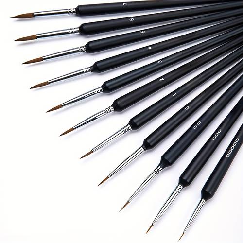 11 micro brushes durable small yellow wolf brush suitable for acrylic oil watercolor face nail scale model painting line drawing